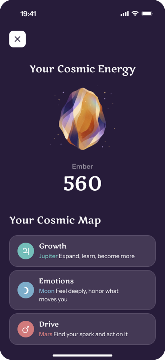 Birth chart reading in the Celestia Pro app