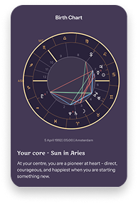 Celestia birth chart screen on a phone